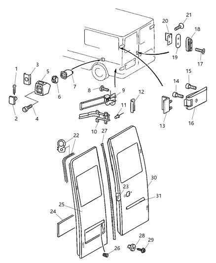 2004 Dodge Sprinter 2500 Bracket-Hinge Reinforcement Diagram for 5123934AA