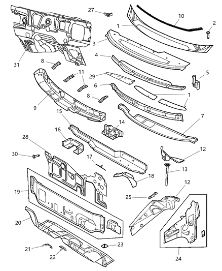 2006 Dodge Caravan Cowl & Dash Panel Diagram