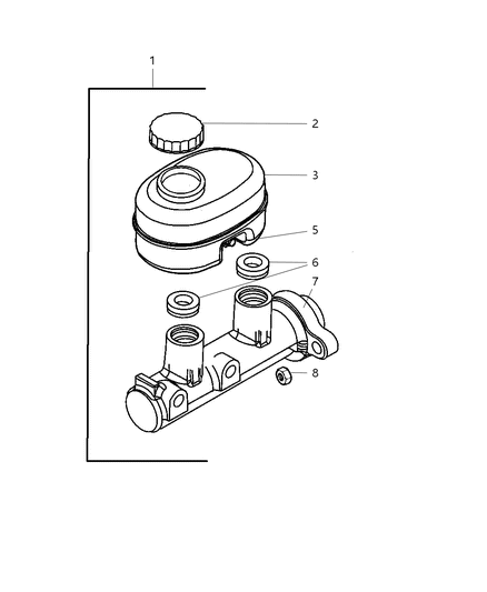 2003 Dodge Dakota Brake Mastr Cylinder Diagram for V1103049AA