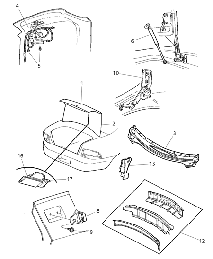 2005 Chrysler Sebring PROP/GAS-Deck Lid Diagram for 4878430AD