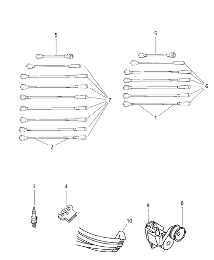 2002 Dodge Ram Wagon Spark Plugs, Ignition Cables And Coils Diagram