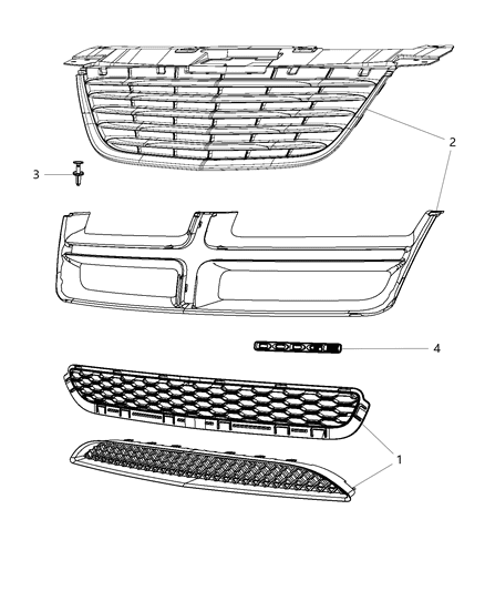 2011 Dodge Avenger Grille-Radiator Diagram for 68081992AA