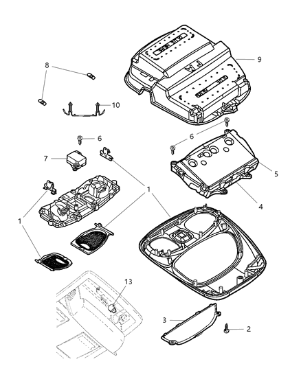 2009 Jeep Grand Cherokee Overhead Console Diagram