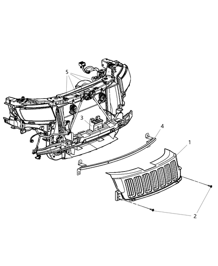 2013 Jeep Grand Cherokee Grille-Radiator Diagram for 5LX77DX8AB