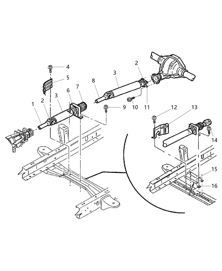 2000 Dodge Dakota Propeller Shaft - Rear Diagram 2