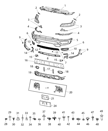 2021 Ram 1500 Grille-Lower Diagram for 68274571AA