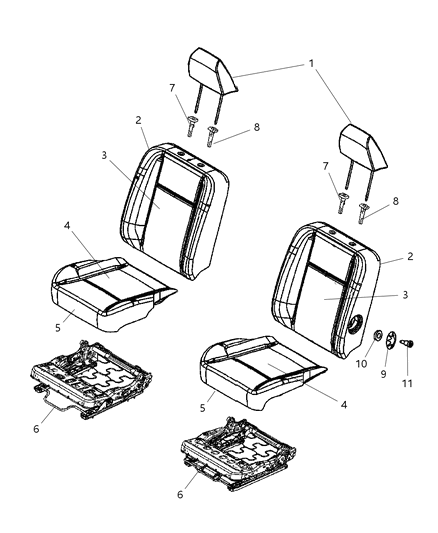 2008 Dodge Ram 1500 Front Seat - Bucket Diagram 1