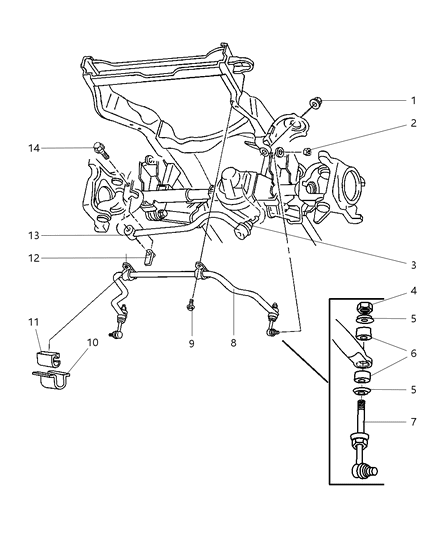 2000 Dodge Ram 3500 Front Stabilizer Bar & Track Bar Diagram