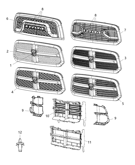 2019 Ram 1500 Classic Grille Diagram