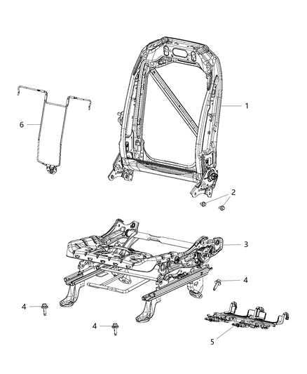 2020 Chrysler Voyager Adjusters, Recliners, Shields And Risers - Passenger Seat Diagram 1