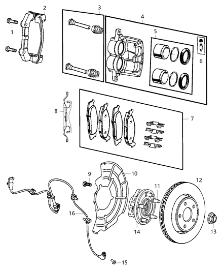 2012 Dodge Durango Front Disc Brake Pad Set Diagram for 2AMV3369AA