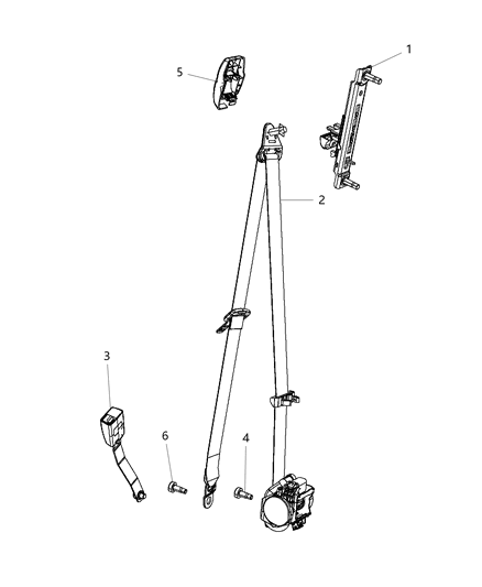 2014 Jeep Compass Buckle Half Seat Belt Diagram for 1JB451DKAA