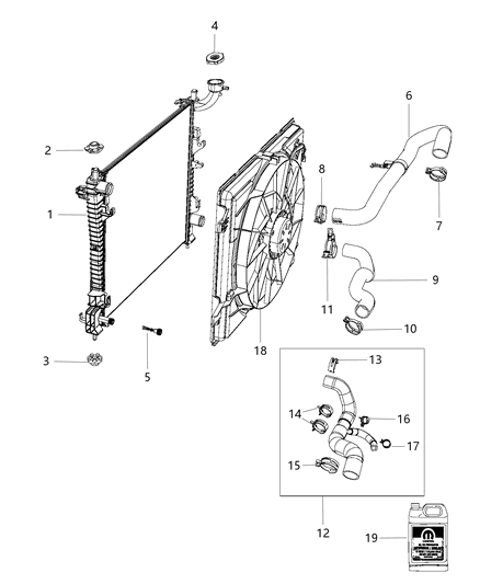 2014 Jeep Grand Cherokee Radiator Cooling Diagram for 52014787AB