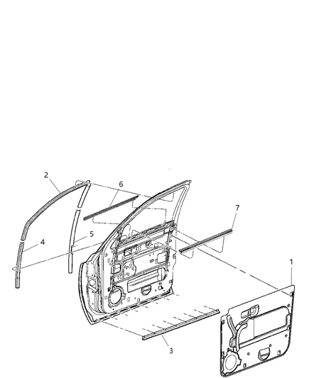 2008 Dodge Dakota Weatherstrips - Front Door Diagram