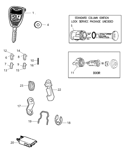 2007 Dodge Dakota Cylinder-Ignition Lock Diagram for 68027525AA