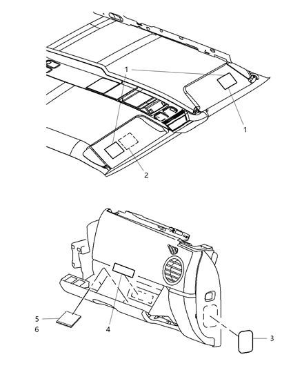 2006 Jeep Liberty Instrument Panel - Visors & Trim Diagram