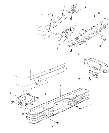 1998 Dodge Ram Wagon Bumper, Rear Diagram