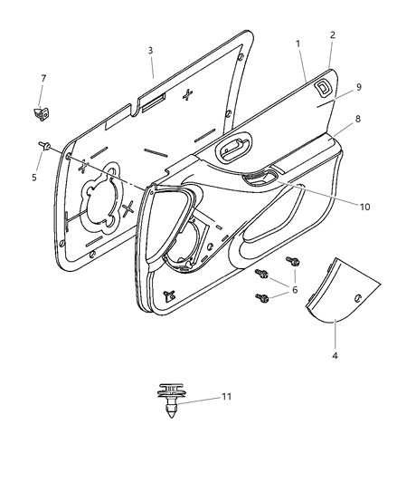 2000 Chrysler Cirrus Panel-Door Trim Diagram for HW671AZAC