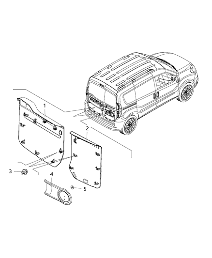 2018 Ram ProMaster City Rear Cargo Door Trim Panels Diagram