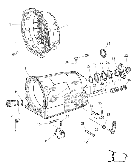 2007 Jeep Grand Cherokee Transmission Case & Related Parts Diagram 1