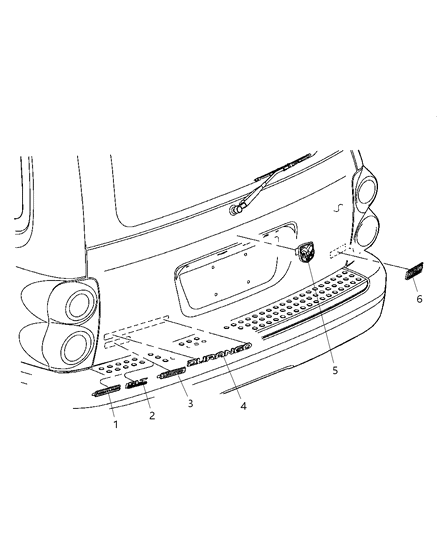 2005 Dodge Durango Nameplate Diagram for 55077830AA