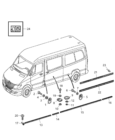 2009 Dodge Sprinter 2500 Cargo Organizer, Cargo Retainers Diagram