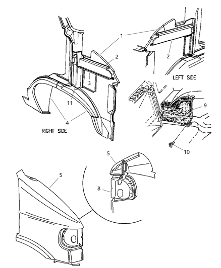 2000 Dodge Ram Wagon Shield-COWL Diagram for 55254614AB