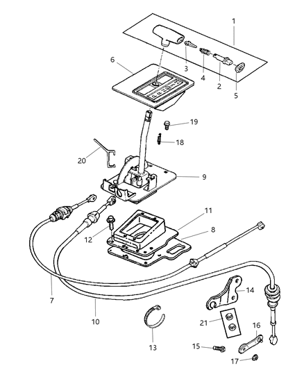 2001 Jeep Cherokee Lever-Shift Lever Diagram for 52104005AB