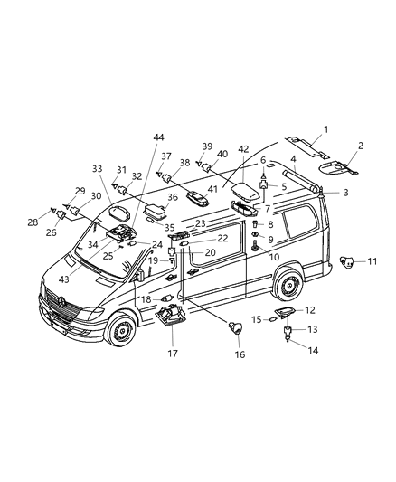 2008 Dodge Sprinter 3500 Lamps, Interior Diagram