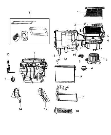 2011 Chrysler 200 A/C & Heater Unit Diagram