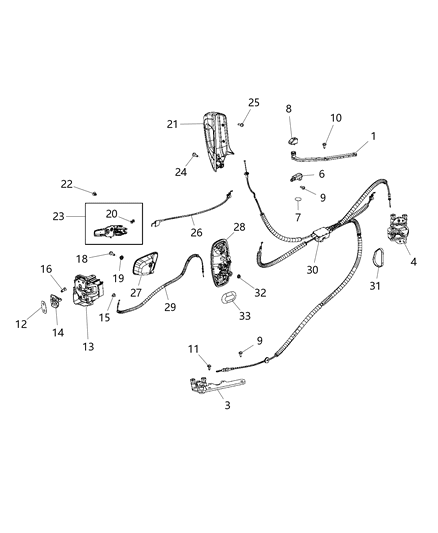 2017 Ram ProMaster City Sliding Door Hinge Diagram for 68303814AA