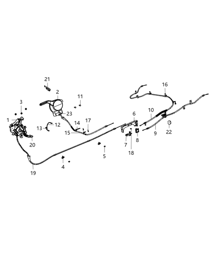 2012 Dodge Journey Park Brake Lever & Cables Diagram