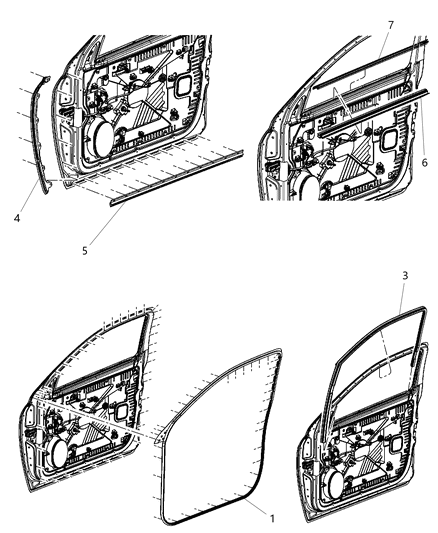 2016 Ram 2500 Weatherstrips - Front Door Diagram