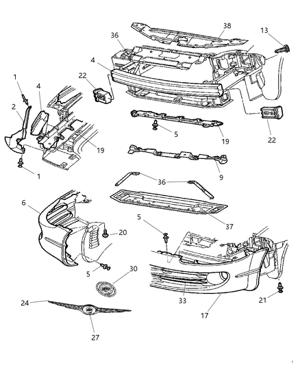 1998 Chrysler Concorde Fascia, Front Diagram