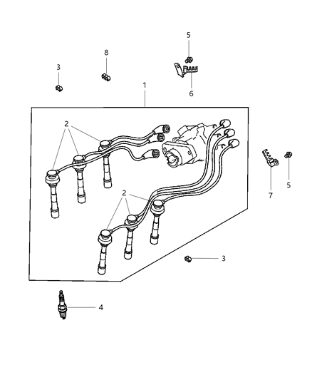 2000 Dodge Avenger Spark Plugs, Cables & Coils Diagram