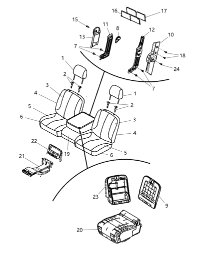 2011 Ram 1500 Front Seat Back Cover Diagram for 1NM98DK2AA