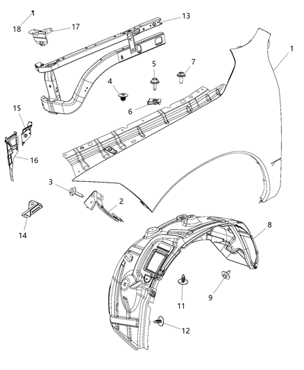 2014 Ram 1500 Shield-WHEELHOUSE Diagram for 68110686AD