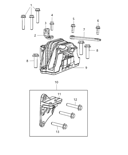 2012 Dodge Avenger Engine Mounting Right Side Diagram 2