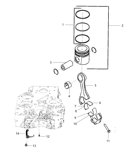 2008 Dodge Ram 2500 Pistons , Piston Rings , Connecting Rods & Bearings Diagram 3