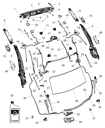 2013 Chrysler 200 Convertible Hard Top Attaching Parts Diagram