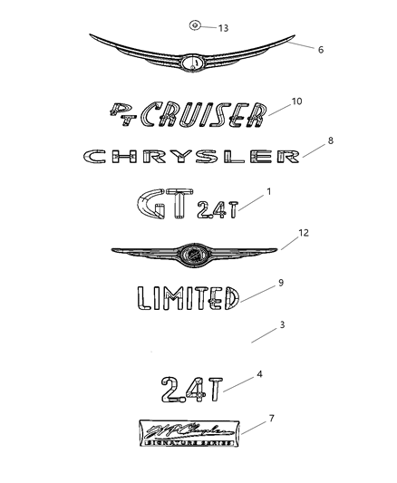 2008 Chrysler PT Cruiser NAMEPLATE-Street Cruiser Series Diagram for 68036560AA