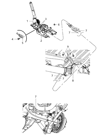 2018 Jeep Wrangler JK (Previous-generation) Park Brake Lever & Rear Cables Diagram