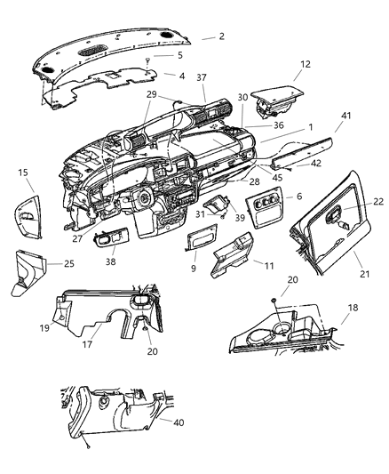 2004 Chrysler Sebring Bezel-Instrument Panel Diagram for YL40AAAAA