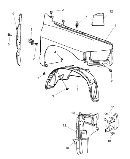 2007 Dodge Ram 2500 Front Fender Diagram