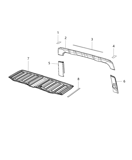 2019 Jeep Wrangler Headliner Diagram for 6CD71TX7AE