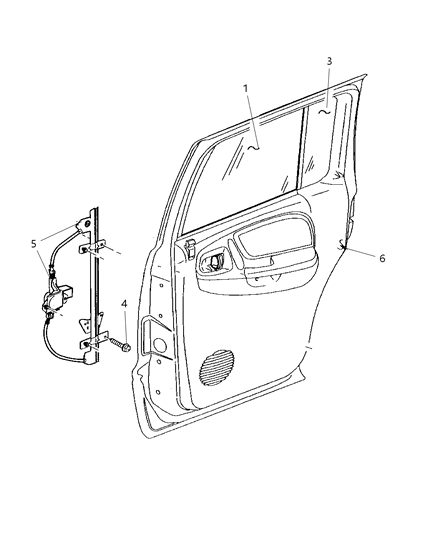 2000 Dodge Durango Door, Rear Glass & Regulator Diagram