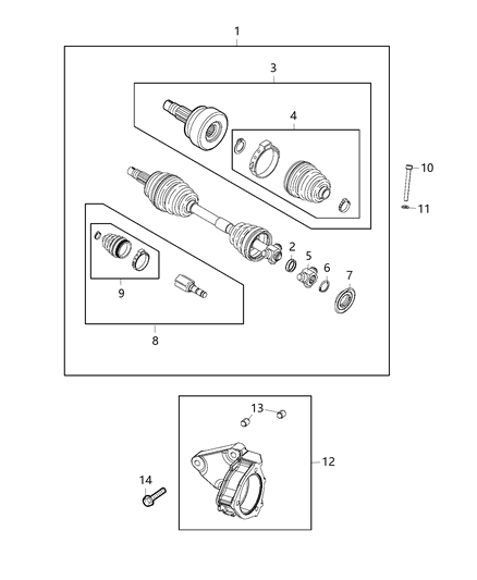 2017 Jeep Renegade Bolt-DRIVESHAFT Support Diagram for 6107201AA