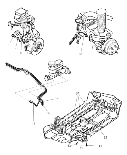 1998 Chrysler Sebring Convertible Lines & Hoses, Brake Diagram 1