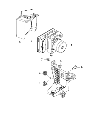 2017 Jeep Renegade Anti-Lock Brake System Hydraulic Control Unit Diagram for 68346017AA