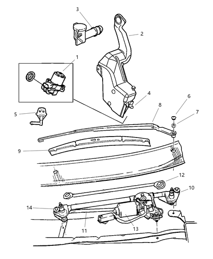 1998 Dodge Neon Windshield Wiper & Washer Diagram